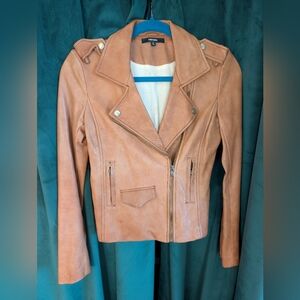 Funktional Lambskin Leather Biker Jacket Tan Moto XS